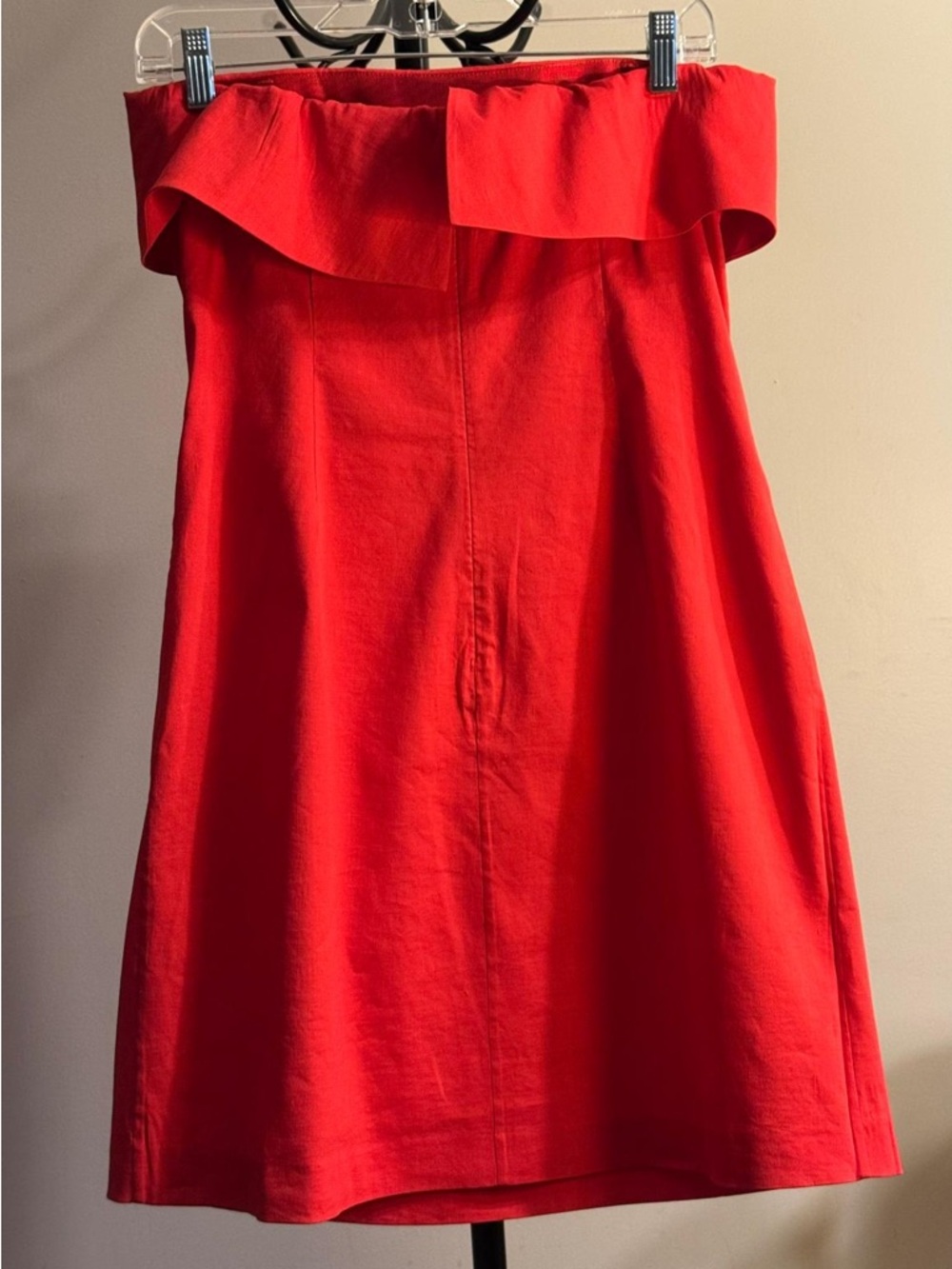 Theory Women’s Red Grenadine Foldover Strapless Dress Size 10 viscose/linen NWT - Picture 3 of 9